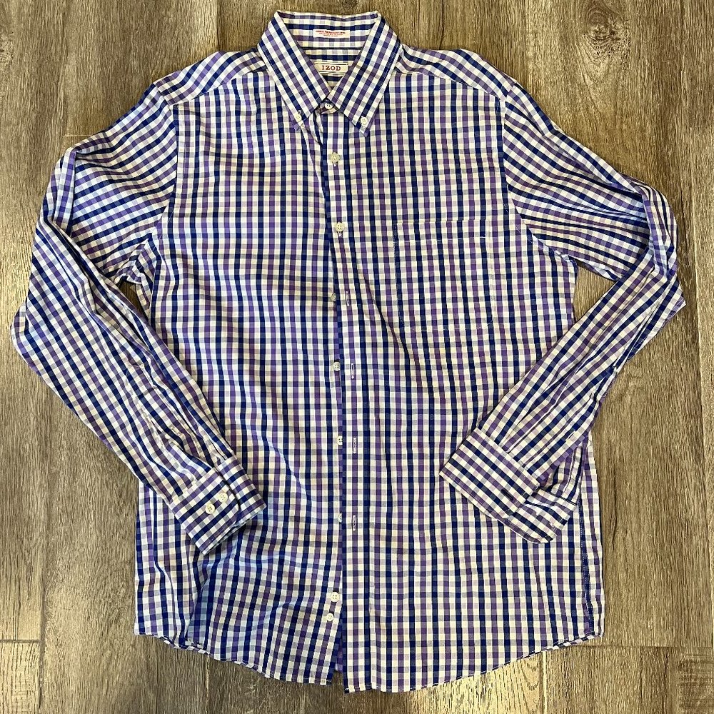 IZOD - Purple Checkered Dress Shirt
